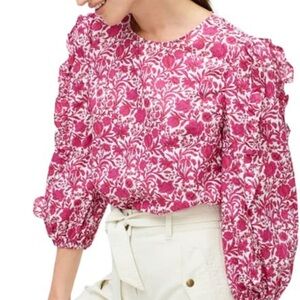 Jcrew Liberty Floral Ruffle Sleeve Blouse
